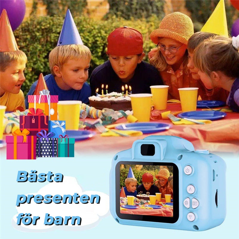 Barnkamera mini HD med ljusa färger och roliga effekter, perfekt för kreativa foton.
