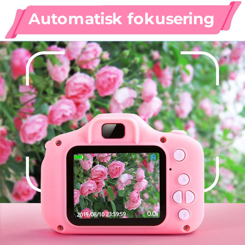 Barnkamera mini HD med ljusa färger och roliga effekter, perfekt för kreativa foton.