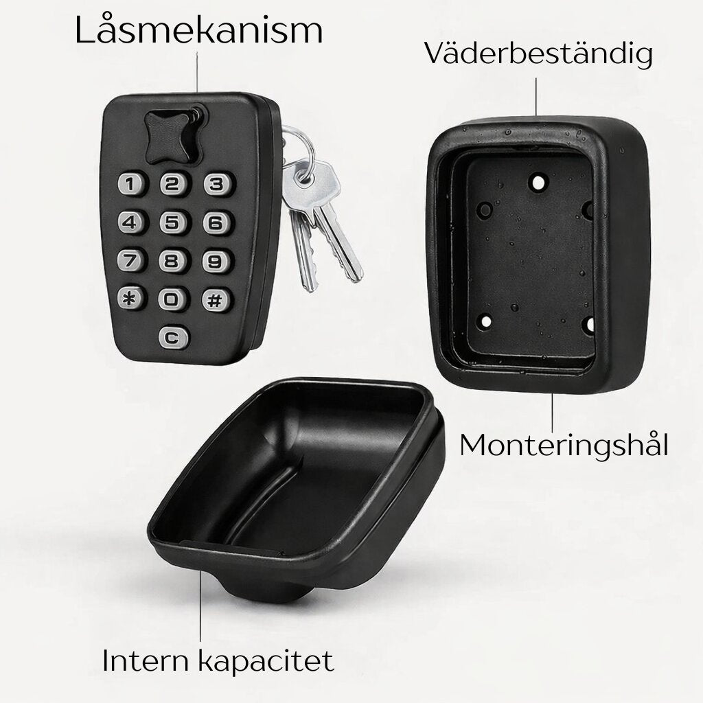 Nyckelskåp med kod | Nyckelgömma för utomhusbruk | Väggmonterat nyckelvalv | Nyckelvalv