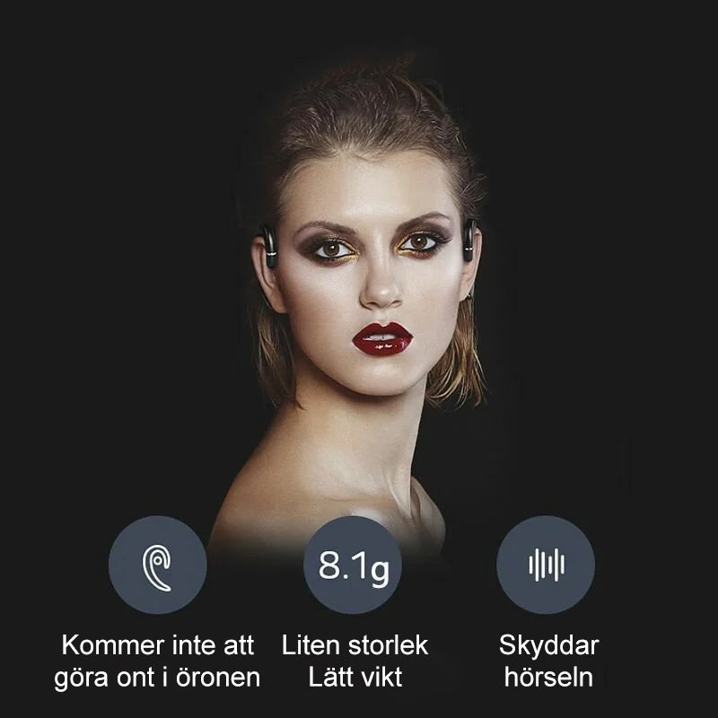 Trådlösa Bone Conduction Bluetooth-hörlurar med ergonomisk design, kristallklart ljud och öppen öronkomfort klara för musik o